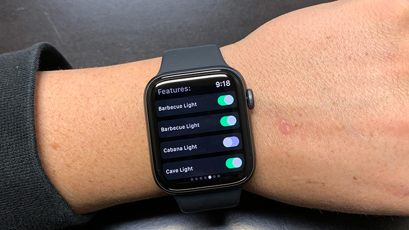 Apple Watch with Pentair ScreenLogic software showing