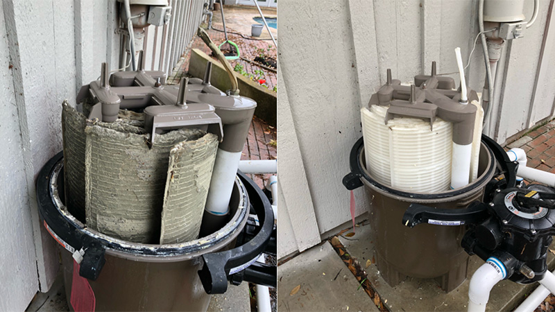 Pool Filter Cleaning Service before and after photo
