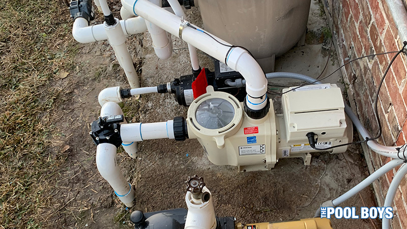 Close up view of Pentair VSF Pump install from The Pool Boys in League City, TX, January 2019