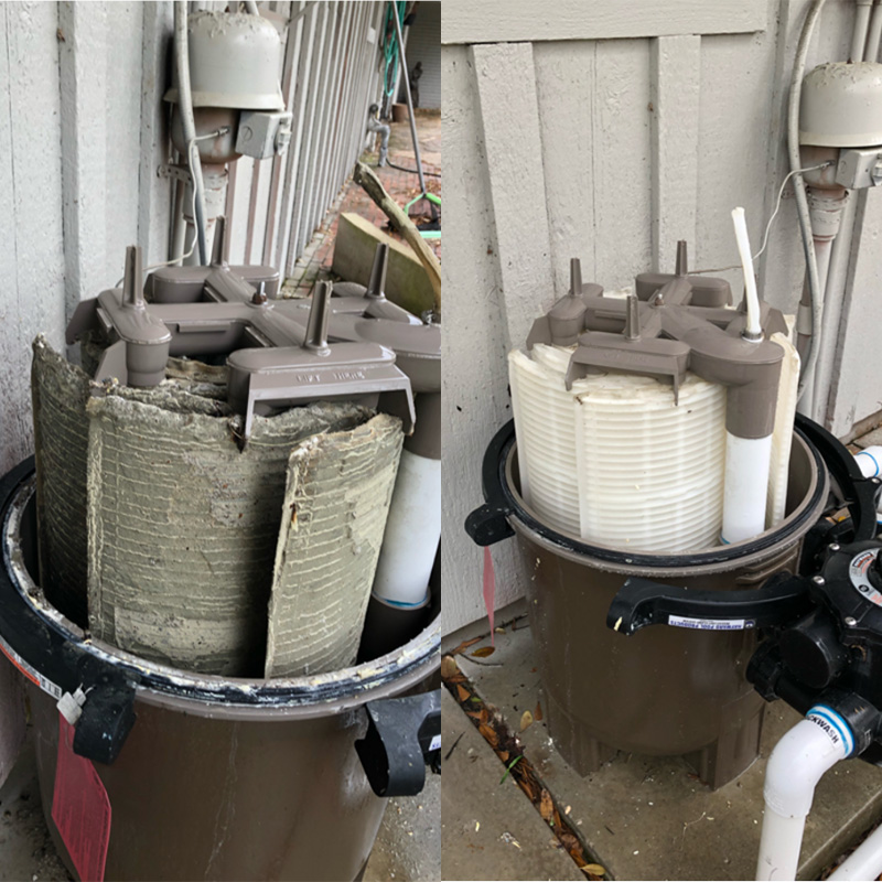 DE Filter Grids before and after cleaning