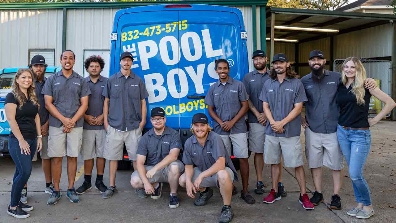 The Pool Boys Team at our previous shop in 2022